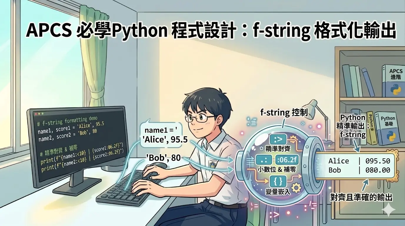 APCS 必學 Python 程式設計:f-string 格式化輸出