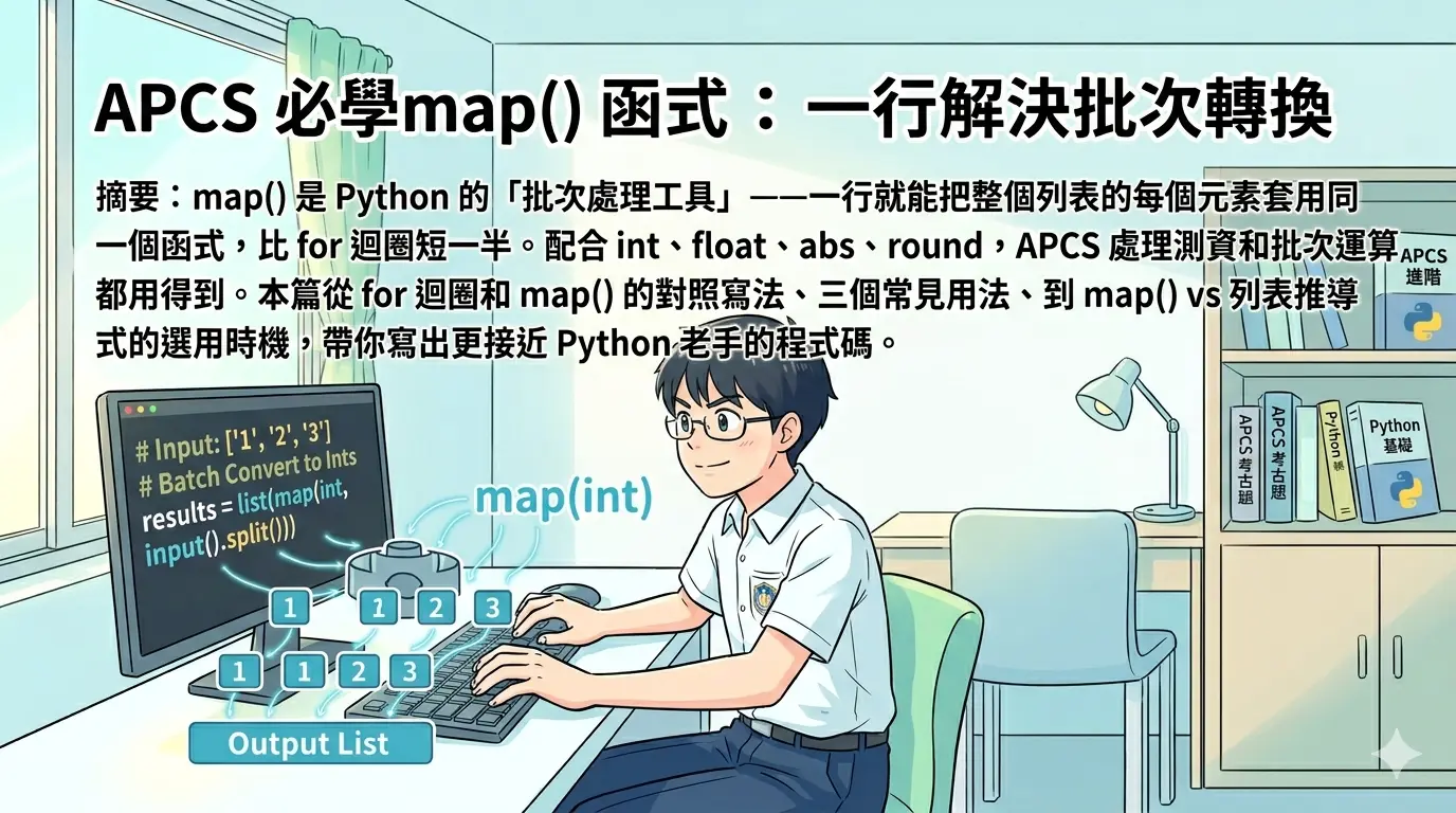 APCS 必學map() 函式 : 一行解決批次轉換