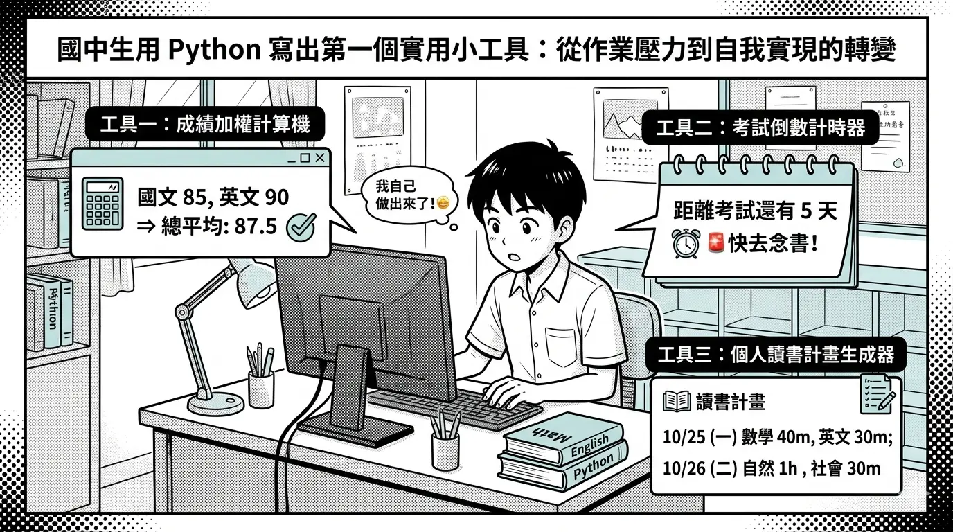 國中生用 Python 寫出第一個實用小工具:從作業壓力到自我實現的轉變