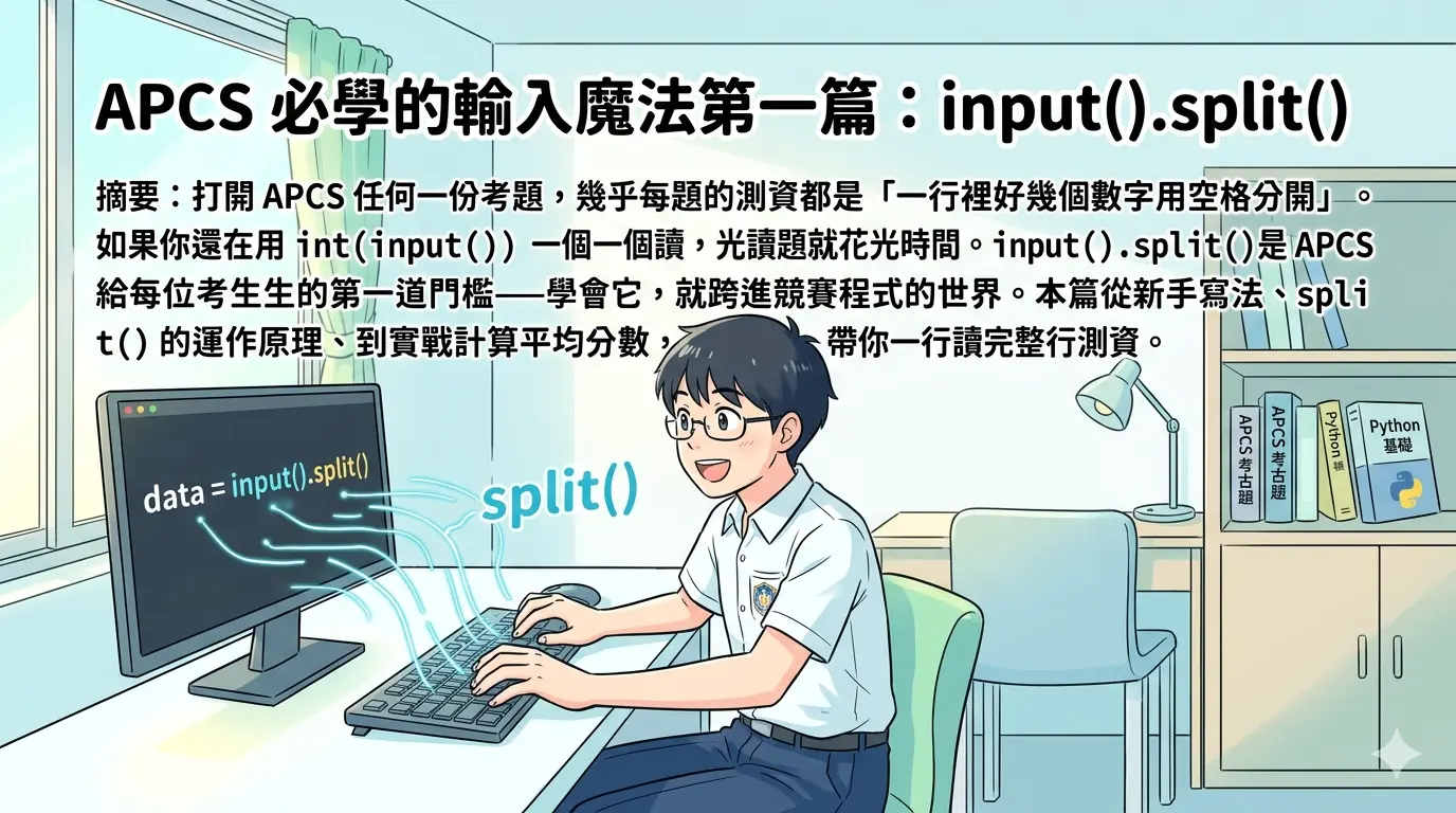APCS 必學的輸入魔法第一篇:input().split()